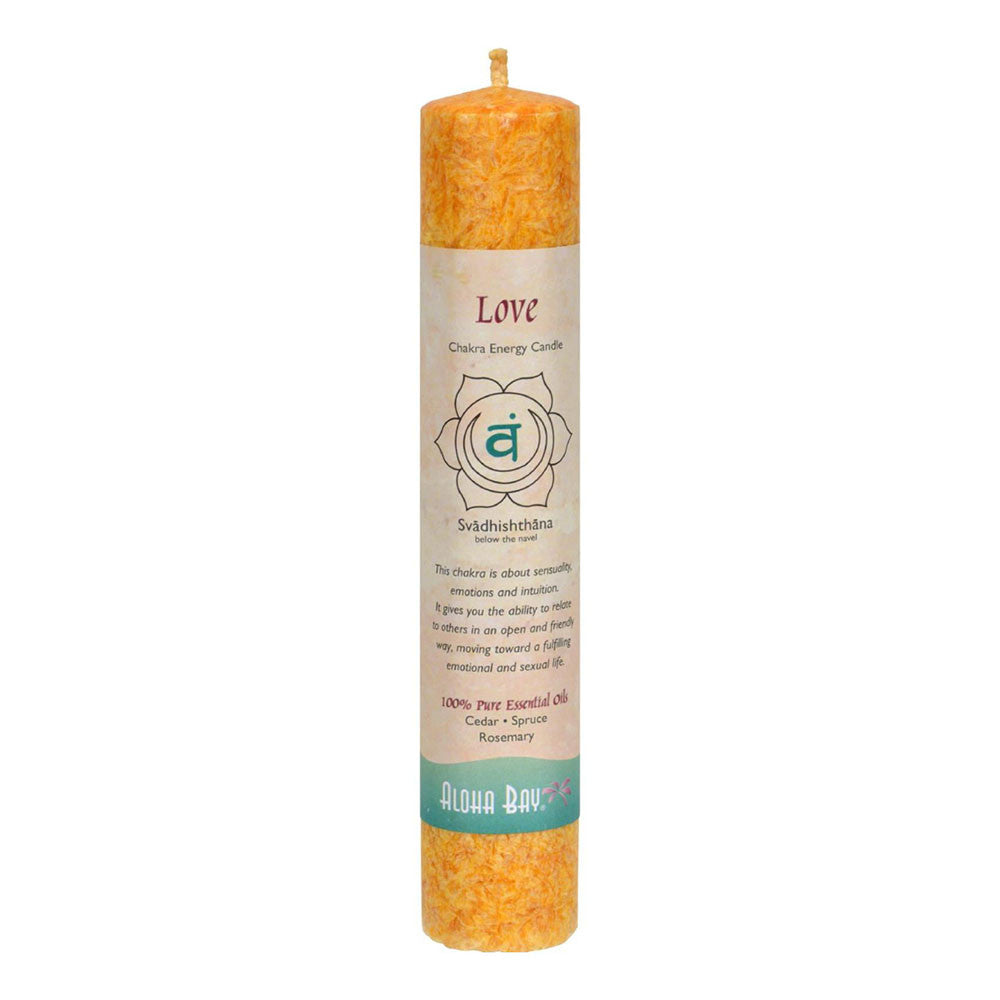 Aloha Bay Chakra Pillar Love Energy Candle, Orange 8 Inches, 1 Ea